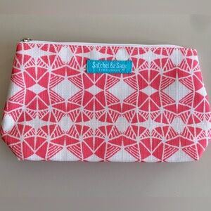 Clinique Satchel and Sage Pink and White Cosmetics Pouch